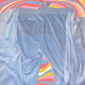 Size XL Sky Blue Juicy Couture Velour Tracksuit Pants NWT